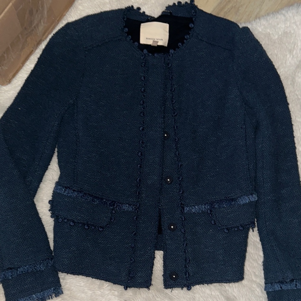 Rebecca Taylor Midnight Blue Textured Blazer